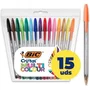 Bic Bolígrafo Cristal Multicolour, Pack de 15 Unidades, Colores Surtidos
